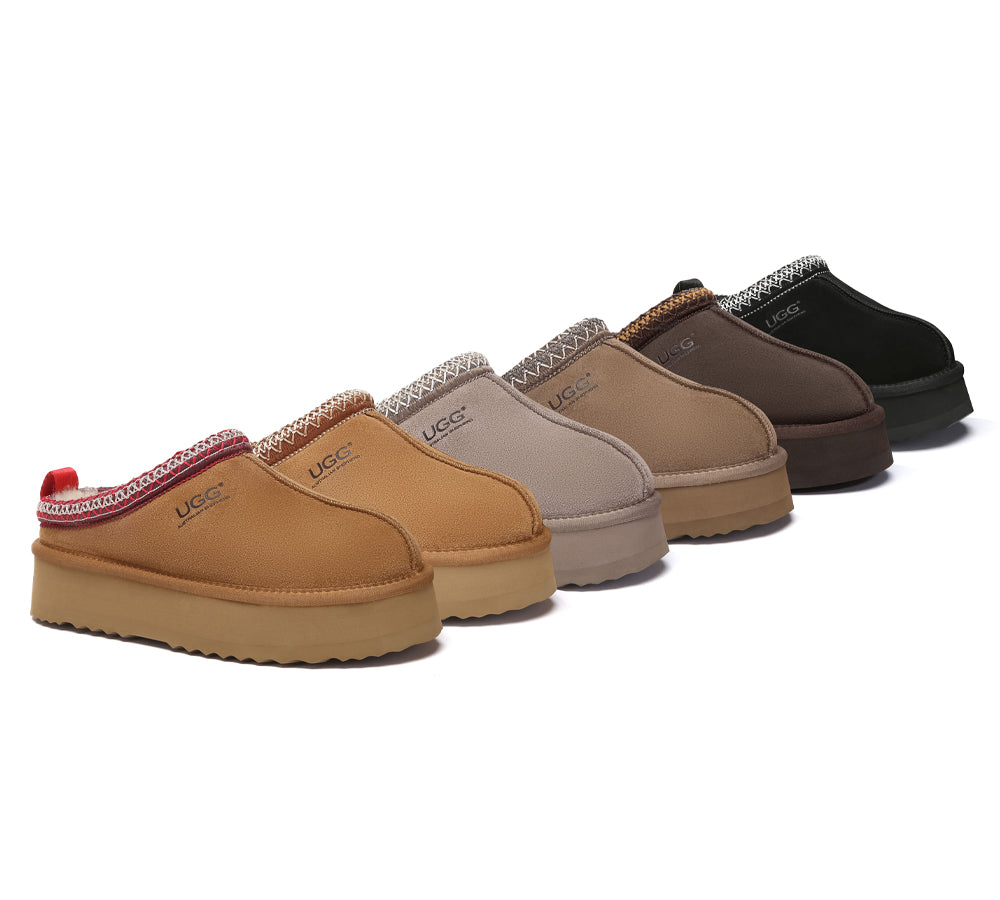 UGG Slippers Sheepskin Wool Ankle Platform Tazzy Tay