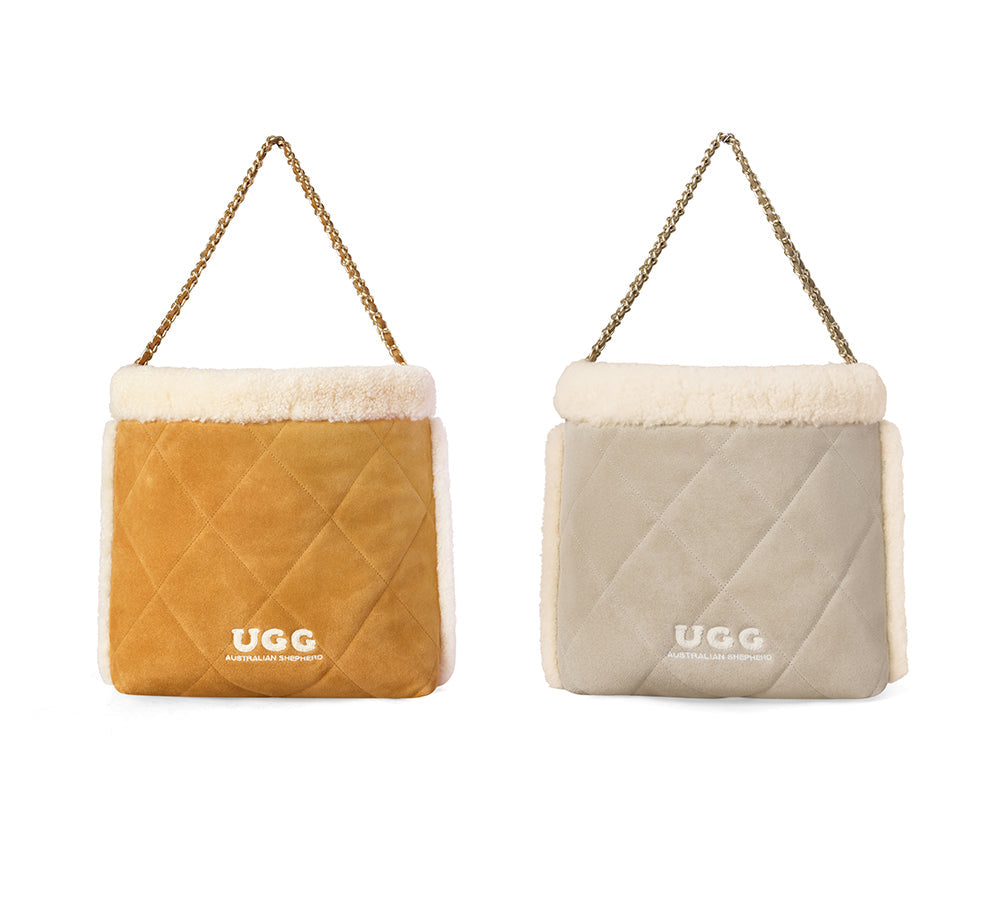 AUSTRALIAN SHEPHERDยฎ Suede Shearling Tote Bag Over Shoulder Diana UGG AUSTRALIAN SHEPHERD