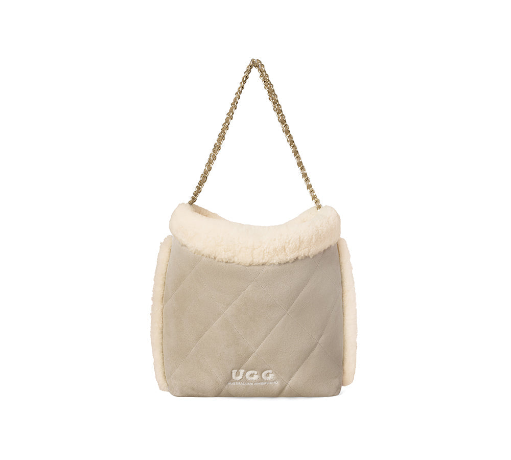 AUSTRALIAN SHEPHERD® Suede Shearling Tote Bag Over Shoulder Diana UGG AUSTRALIAN SHEPHERD