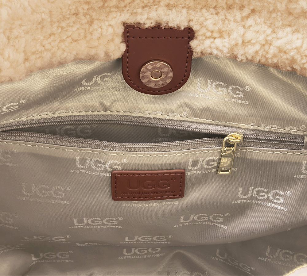 AUSTRALIAN SHEPHERD® Suede Shearling Tote Bag Over Shoulder Diana UGG AUSTRALIAN SHEPHERD