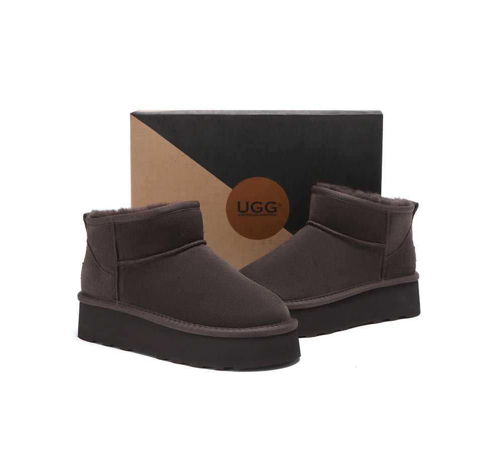 AUSTRALIAN SHEPHERD® UGG Boots Sheepskin Wool Mini Platform Thick Bottom Ronnie UGG AUSTRALIAN SHEPHERD