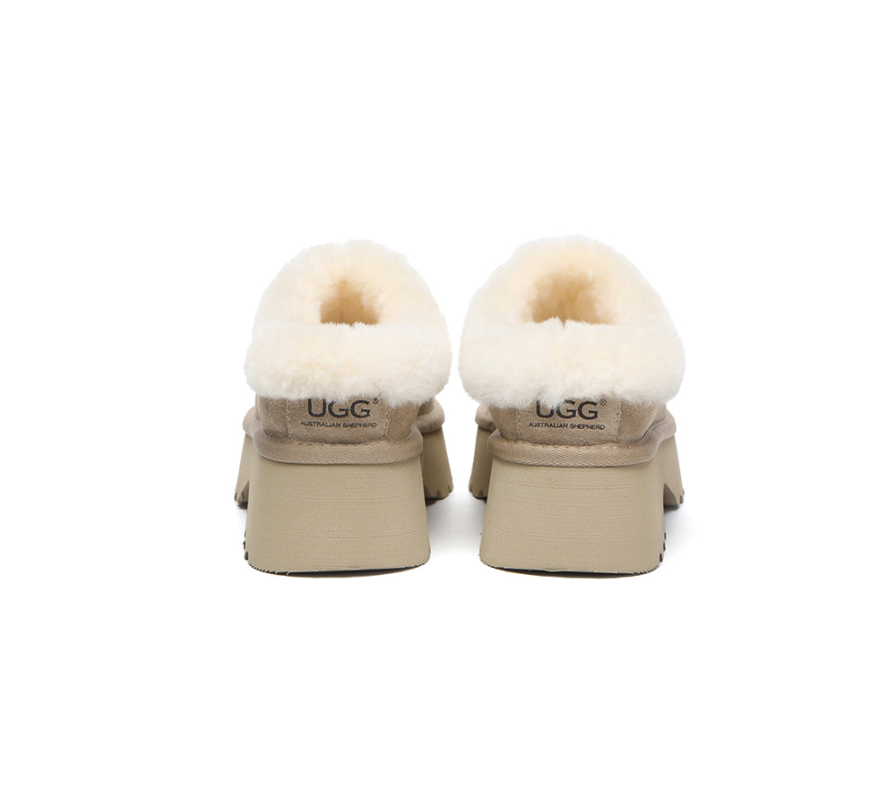UGG Slippers Sheepskin Wool Ankle Chunky Platform Adrian