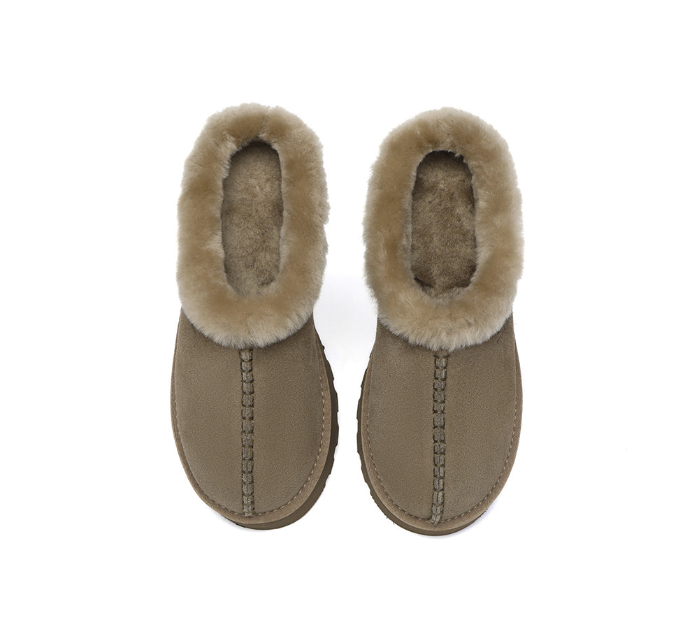 UGG Slippers Sheepskin Wool Ankle Chunky Platform Adrian