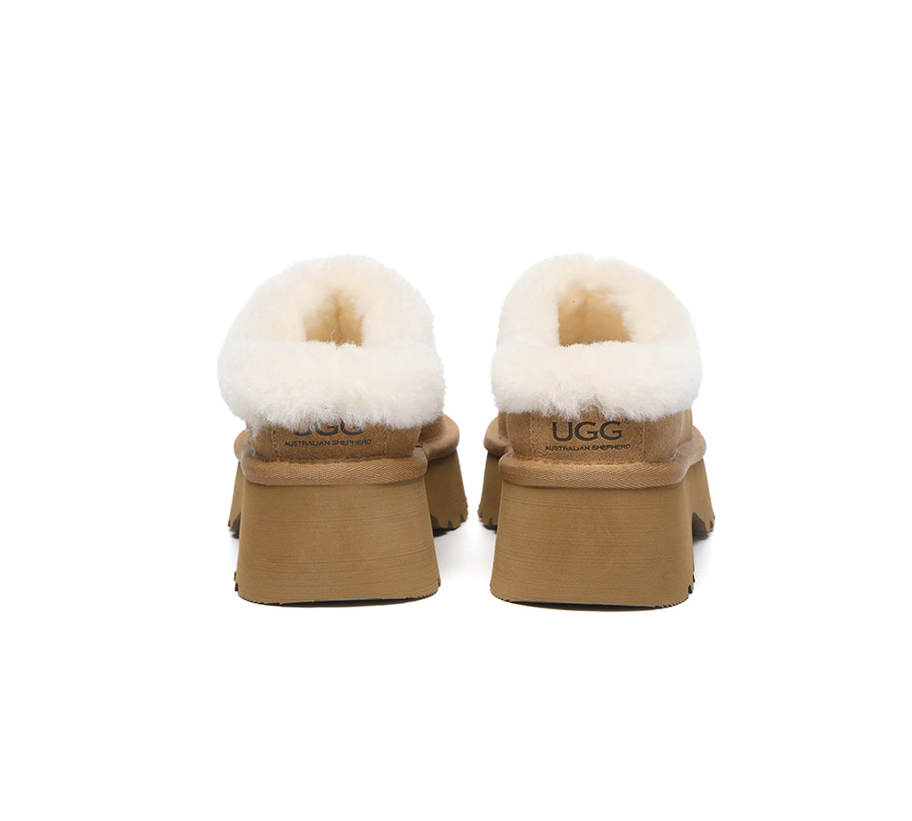 UGG Slippers Sheepskin Wool Ankle Chunky Platform Adrian