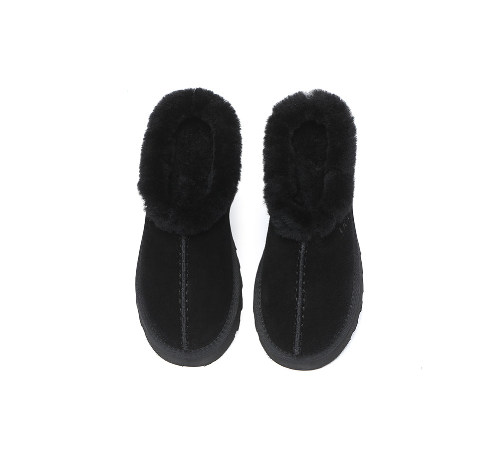 UGG Slippers Sheepskin Wool Ankle Chunky Platform Adrian