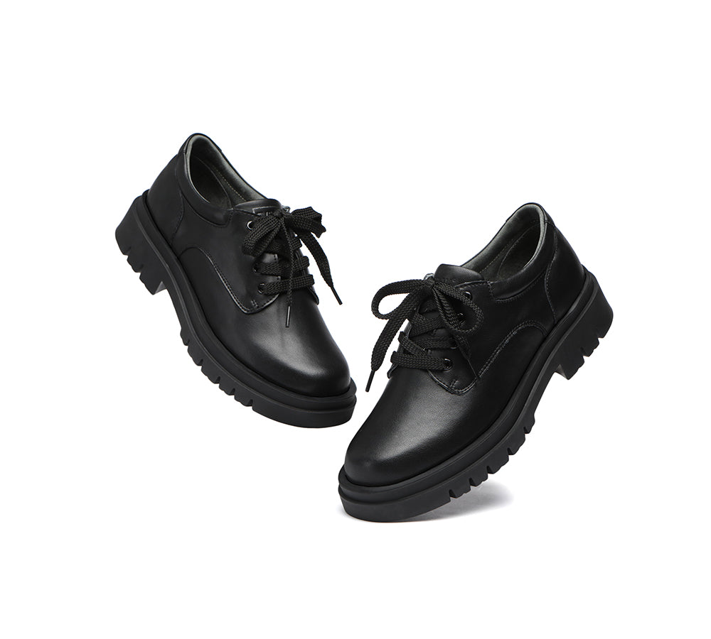 EVERAU® Senior Black Leather Large Size Lace Up School Shoes - UGG EXPRESS