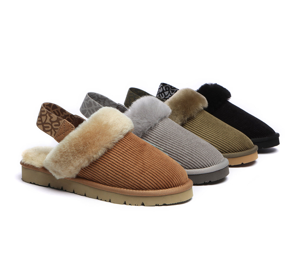 EVERAUยฎ UGG Slippers Women Sheepskin Wool Removable Strap Slingback Corduroy - UGG EXPRESS