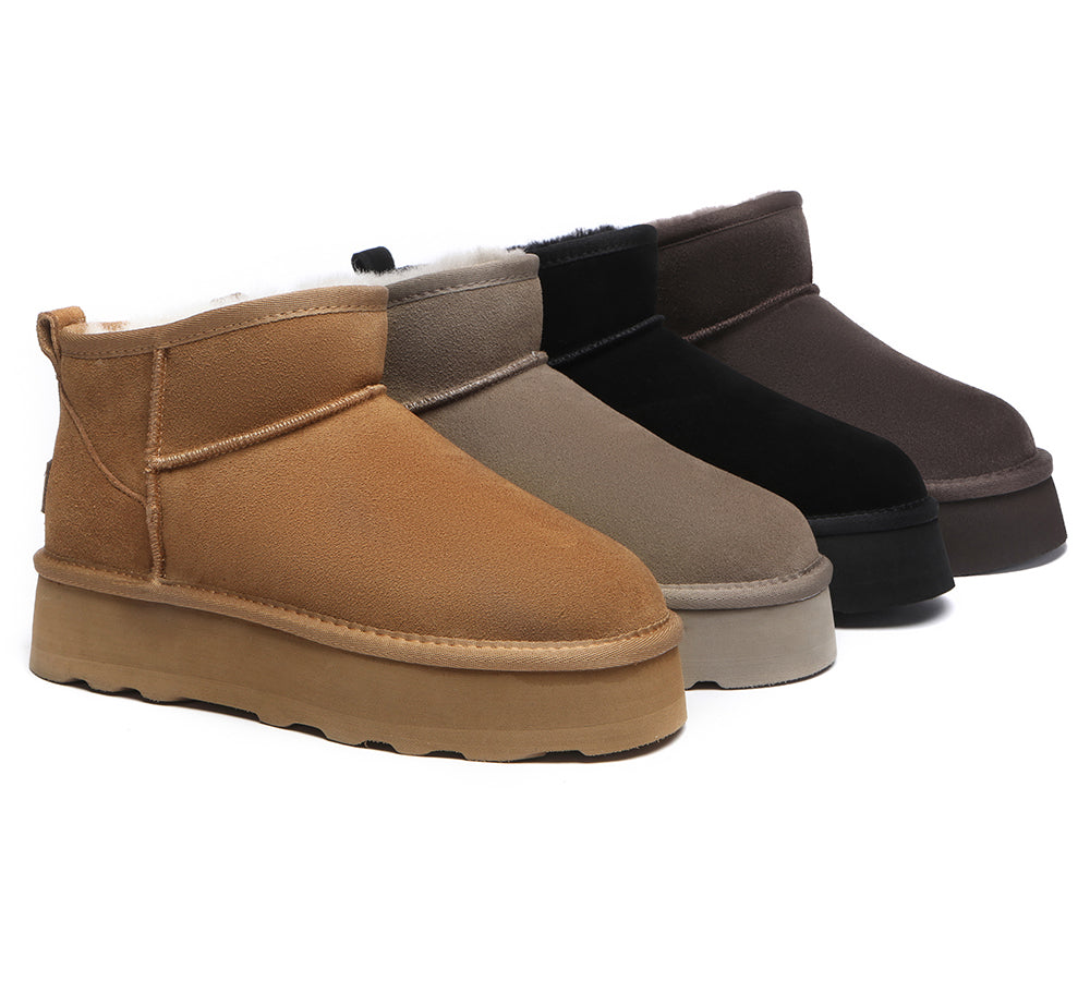AUSTRALIAN SHEPHERDยฎ UGG Boots Sheepskin Wool Mini Platform Thick Bottom Ronnie UGG AUSTRALIAN SHEPHERD