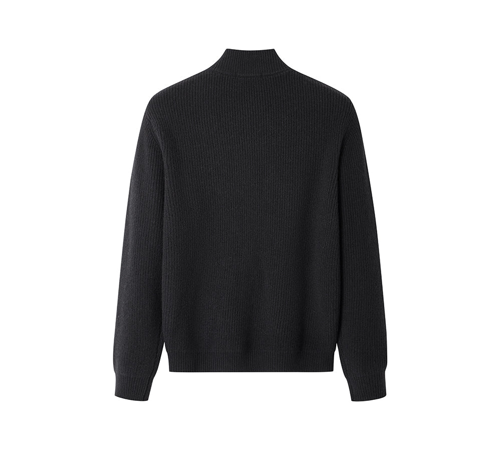 EVERAU® Wool Blend Zip-Up Jacket Stand Collar Urban Style Canver EVERAU