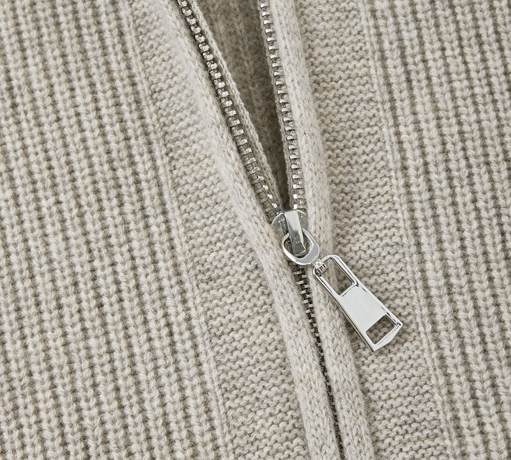EVERAU® Wool Blend Zip-Up Jacket Stand Collar Urban Style Canver EVERAU
