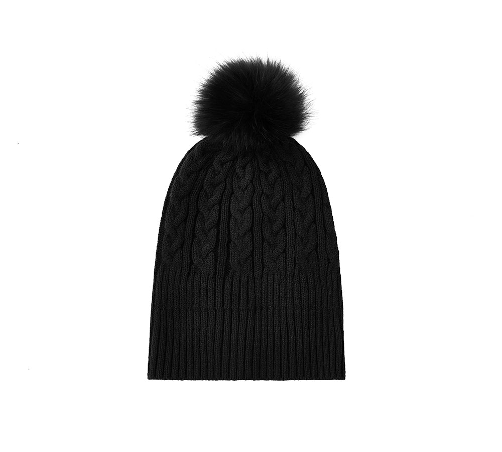 EVERAUĀ® Soft Wool Blend Pom Pom Beanie Conira Hat EVERAU