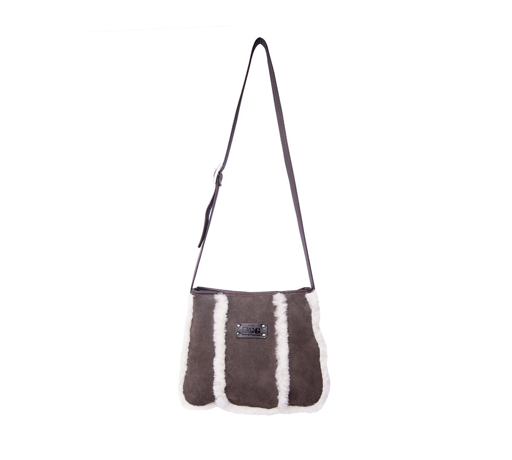 Women Sheepskin Wool Zip Shearling Lined Over Shoulder Bag - UGG EXPRESS