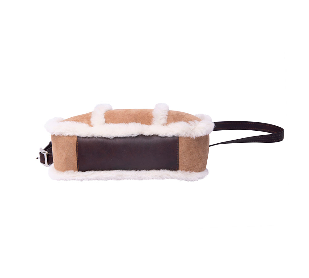 Women Sheepskin Wool Zip Shearling Lined Over Shoulder Bag - UGG EXPRESS