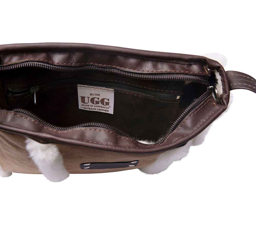 Women Sheepskin Wool Zip Shearling Lined Over Shoulder Bag - UGG EXPRESS