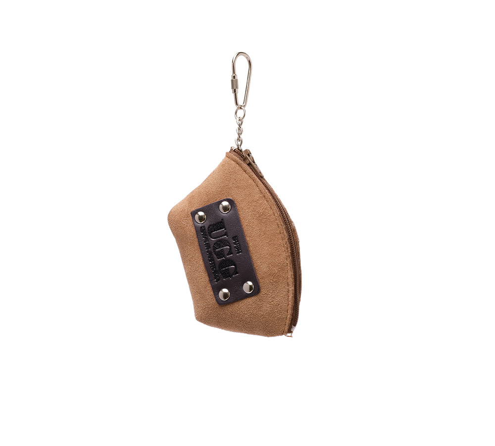 Sheepskin Wool Coin Zip Purse With Key Ring - UGG EXPRESS