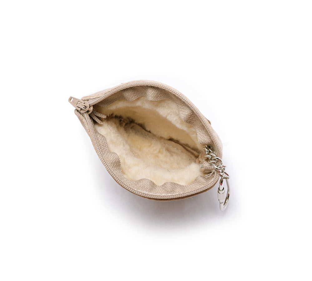 Sheepskin Wool Coin Zip Purse With Key Ring - UGG EXPRESS