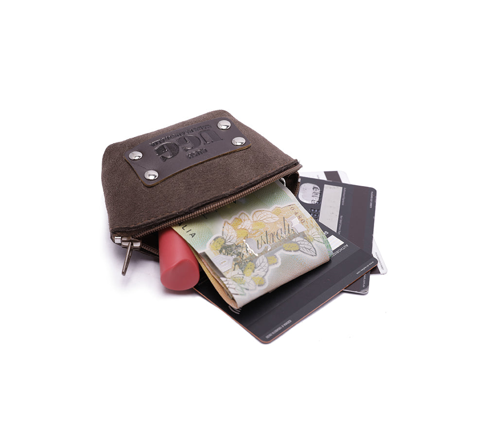 Sheepskin Wool Coin Zip Purse With Key Ring - UGG EXPRESS