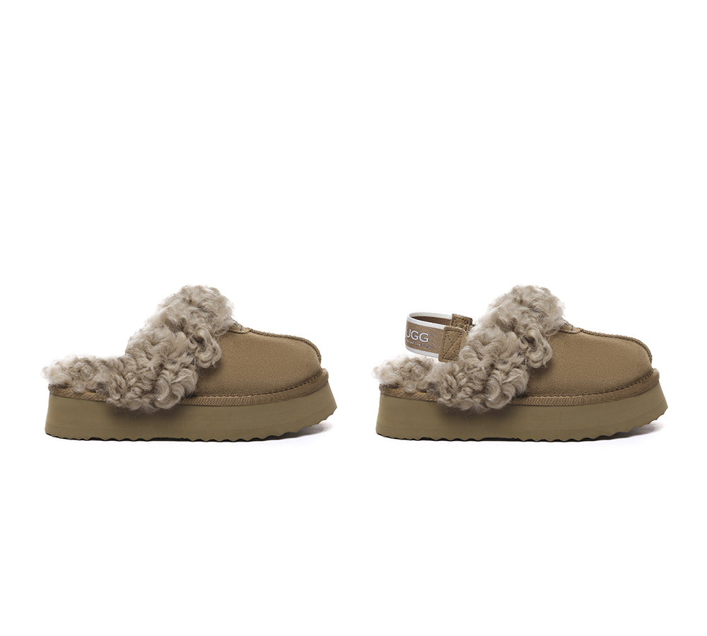 AUSTRALIAN SHEPHERD® 2-Way Style UGG Slippers Women Removable Strap Slingback Platform Waffle Curly UGG AUSTRALIAN SHEPHERD