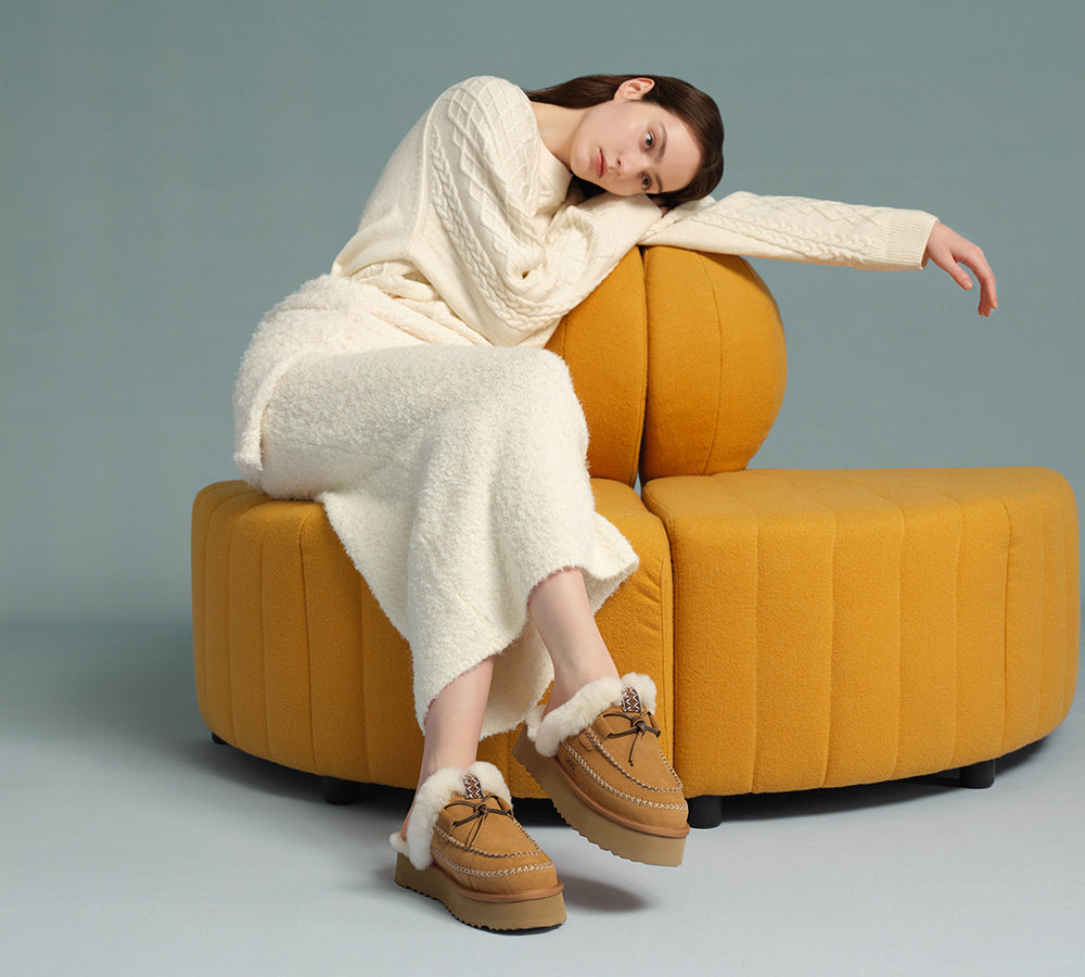 AUSTRALIAN SHEPHERDยฎ UGG Slippers Women Sheepskin Wool Platform Sammy UGG AUSTRALIAN SHEPHERD