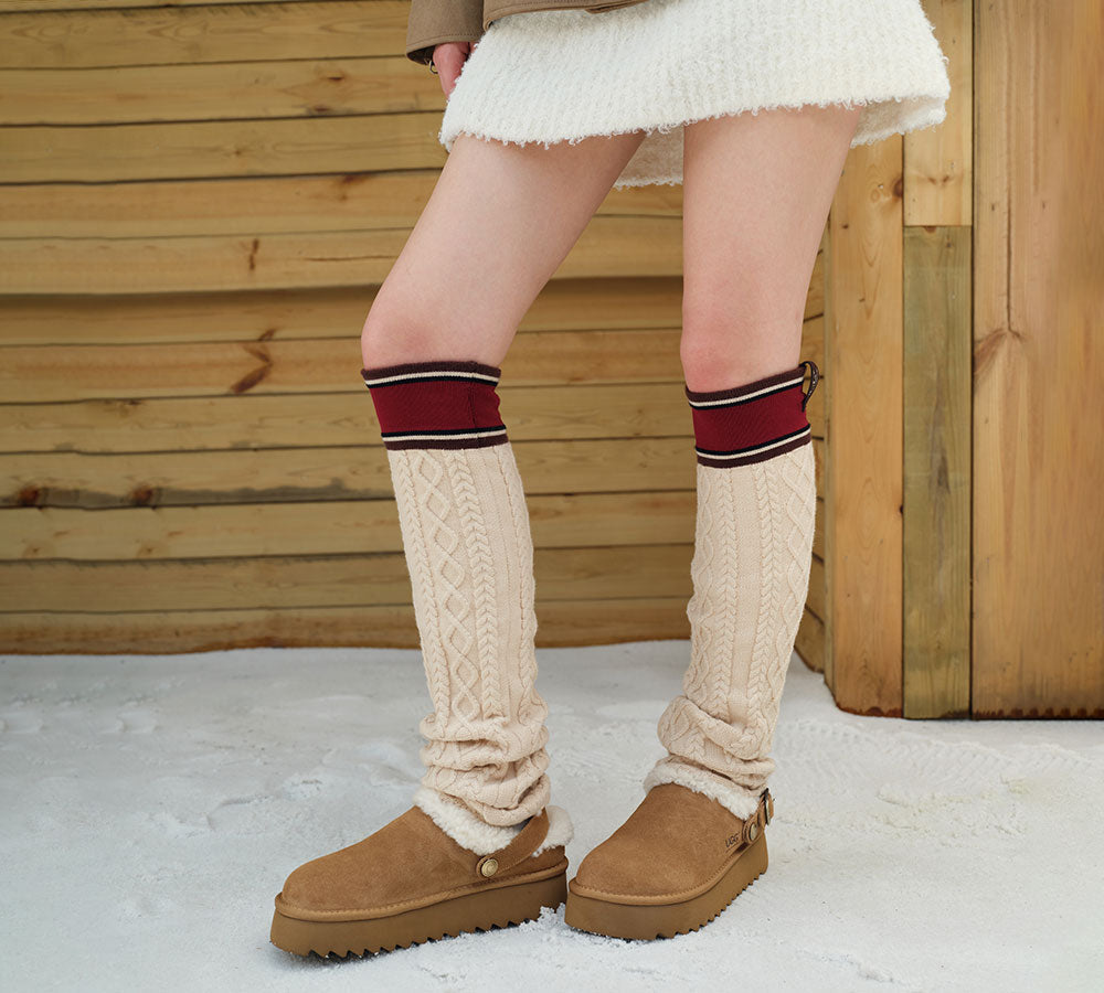 AUSTRALIAN SHEPHERDยฎ UGG Slippers Sheepskin Wool Adjustable Strap Platform Pulsey UGG AUSTRALIAN SHEPHERD