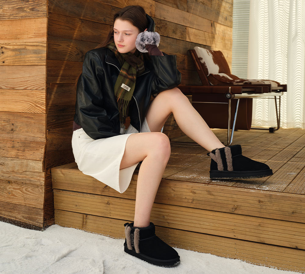 AUSTRALIAN SHEPHERDยฎ UGG Boots Sheepskin Wool Shearling Lined Ankle Ultra Mini Darby UGG AUSTRALIAN SHEPHERD