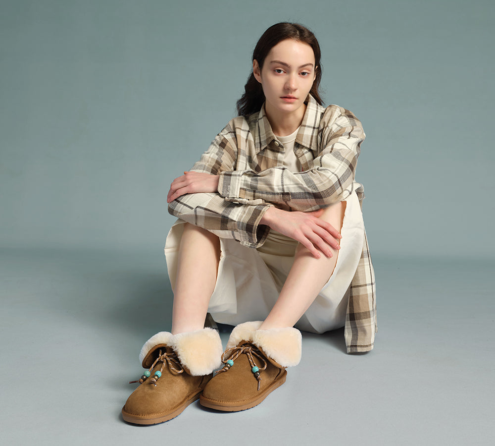 AUSTRALIAN SHEPHERDยฎ 2-Way Style UGG Women Sheepskin Wool Lace Up Fashion Boots Carlos UGG AUSTRALIAN SHEPHERD