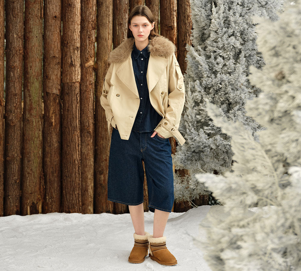AUSTRALIAN SHEPHERDยฎ UGG Boots Sheepskin Wool Shearling Knitted Mini Ferlat UGG AUSTRALIAN SHEPHERD