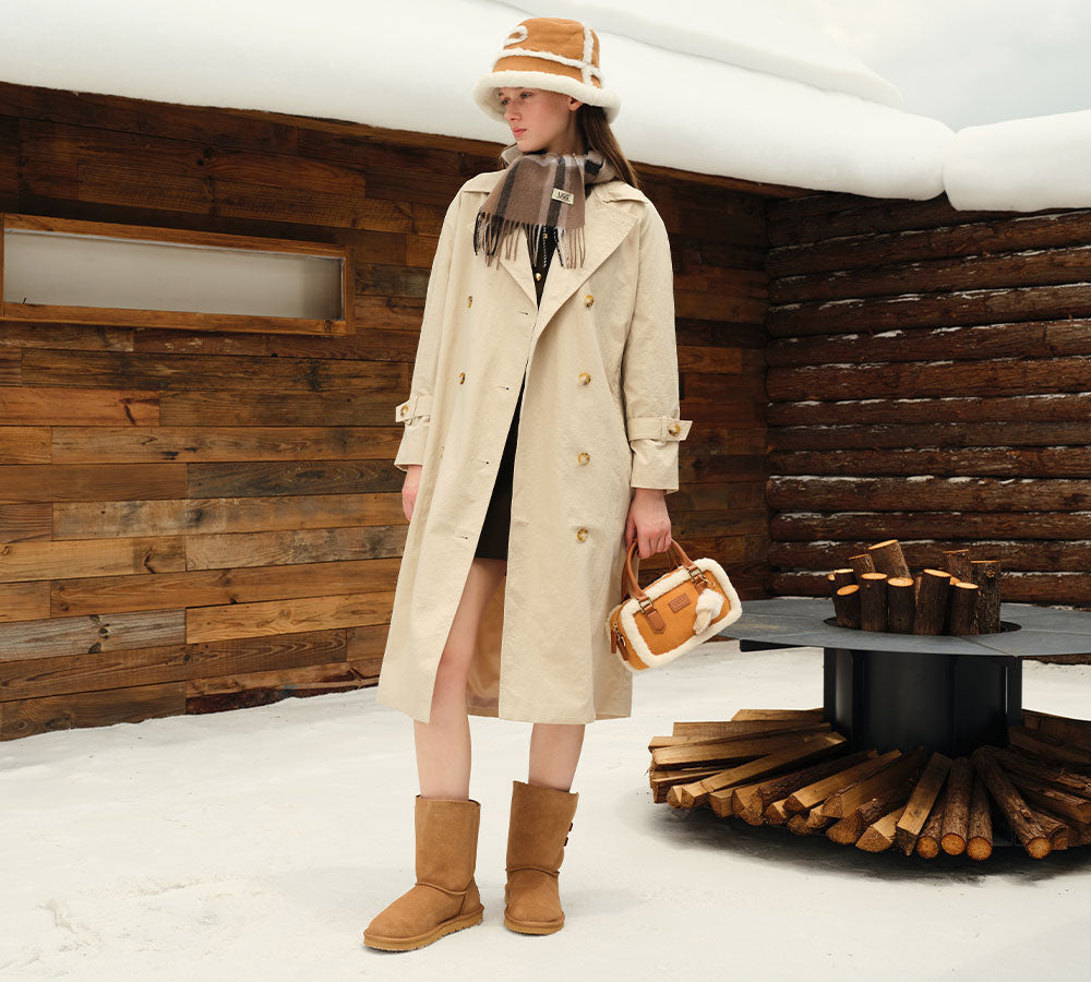 AUSTRALIAN SHEPHERDยฎ UGG Boots Sheepskin Wool Buckle Mid Calf Winza UGG AUSTRALIAN SHEPHERD