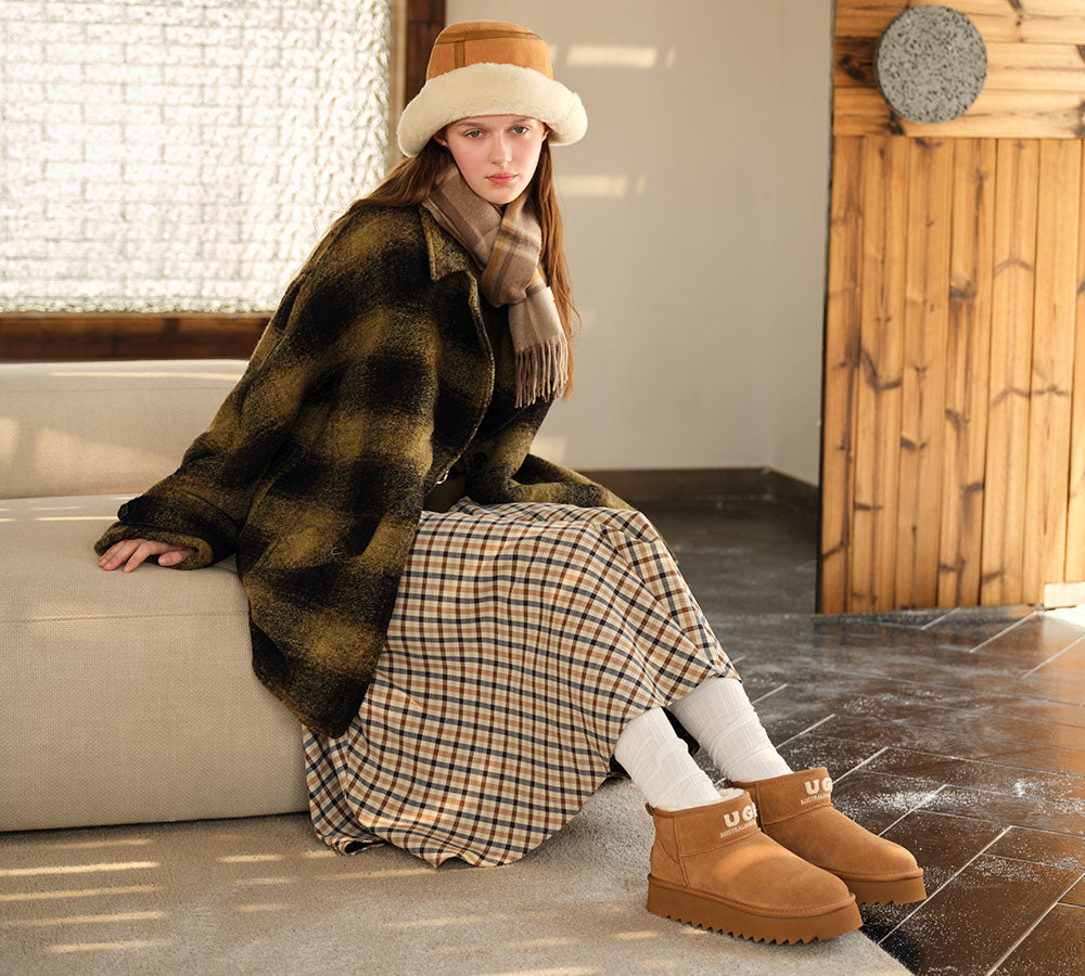 AUSTRALIAN SHEPHERDยฎ UGG Boots Sheepskin Wool Ankle Platform Helia UGG AUSTRALIAN SHEPHERD