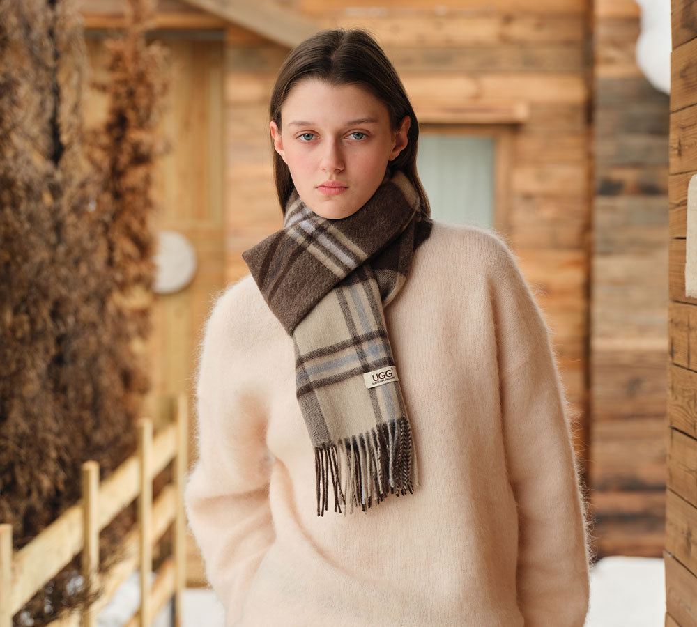 AUSTRALIAN SHEPHERDยฎ 100% Wool Check Scarf Snovia UGG AUSTRALIAN SHEPHERD