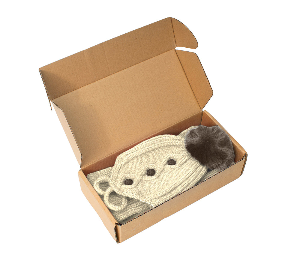 Kids Pom Pom Beanie and Scarf Gift Set Snell