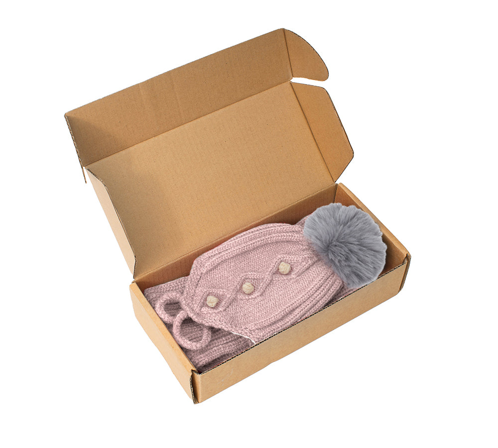 Kids Pom Pom Beanie and Scarf Gift Set Snell