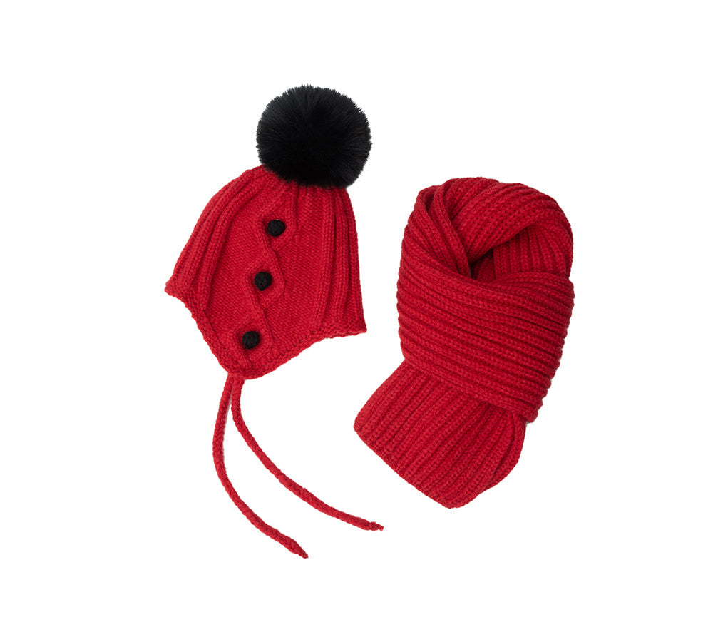 Kids Pom Pom Beanie and Scarf Gift Set Snell