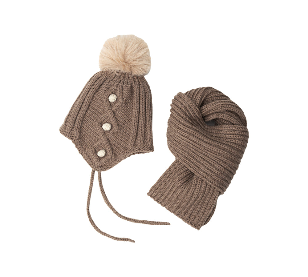 Kids Pom Pom Beanie and Scarf Gift Set Snell