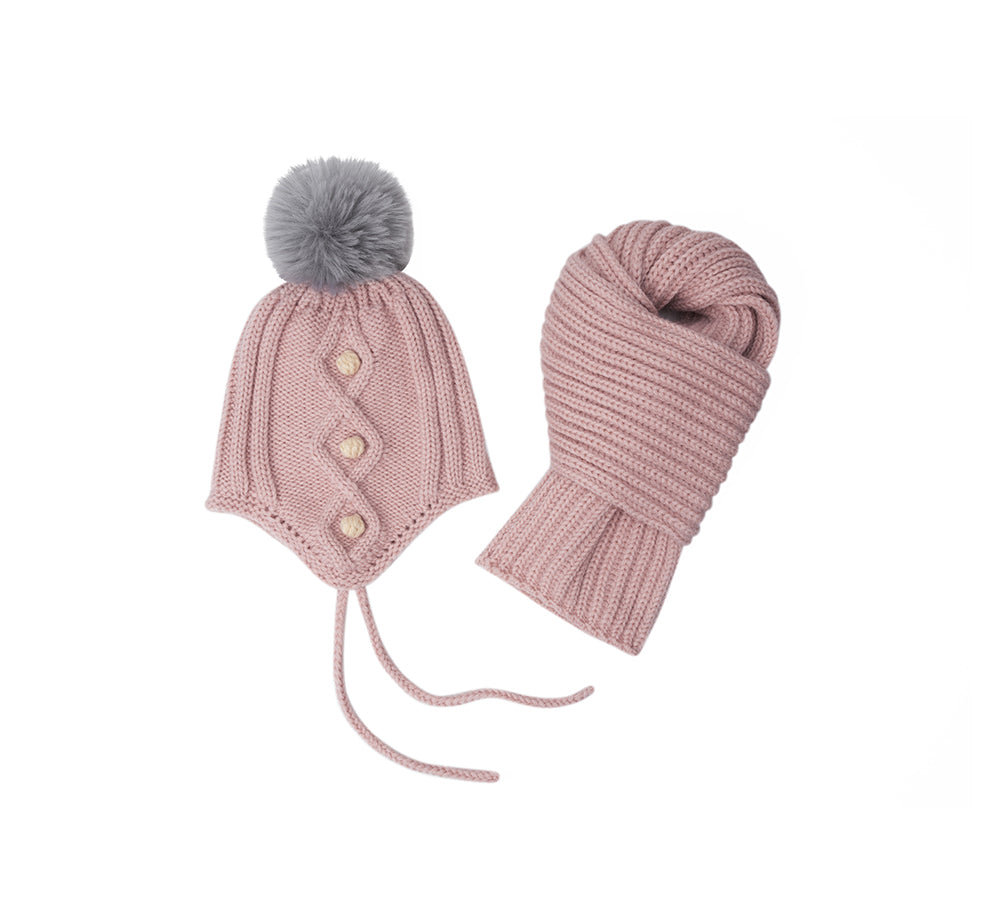 Kids Pom Pom Beanie and Scarf Gift Set Snell