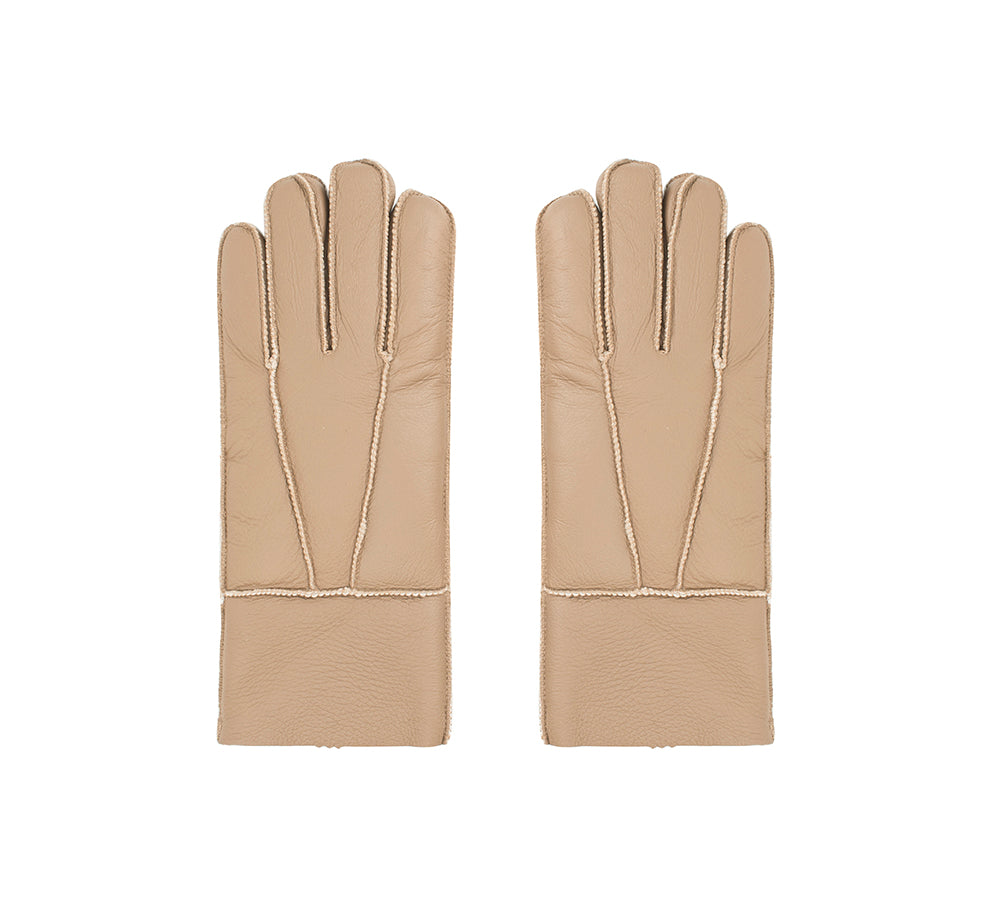 AUSTRALIAN SHEPHERD® Leather Fluffy Sheepskin Wool Stitching Gloves - UGG EXPRESS