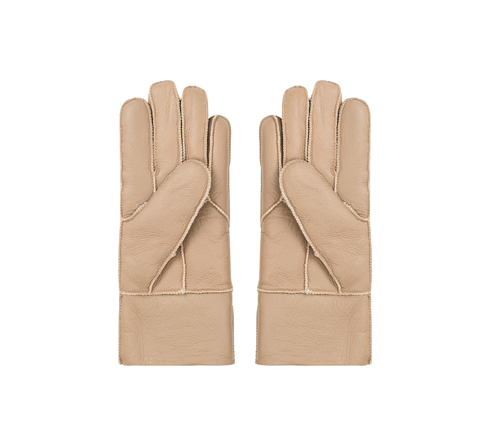 AUSTRALIAN SHEPHERD® Leather Fluffy Sheepskin Wool Stitching Gloves - UGG EXPRESS