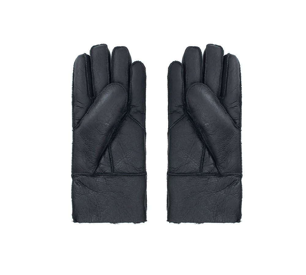AUSTRALIAN SHEPHERD® Leather Fluffy Sheepskin Wool Stitching Gloves - UGG EXPRESS