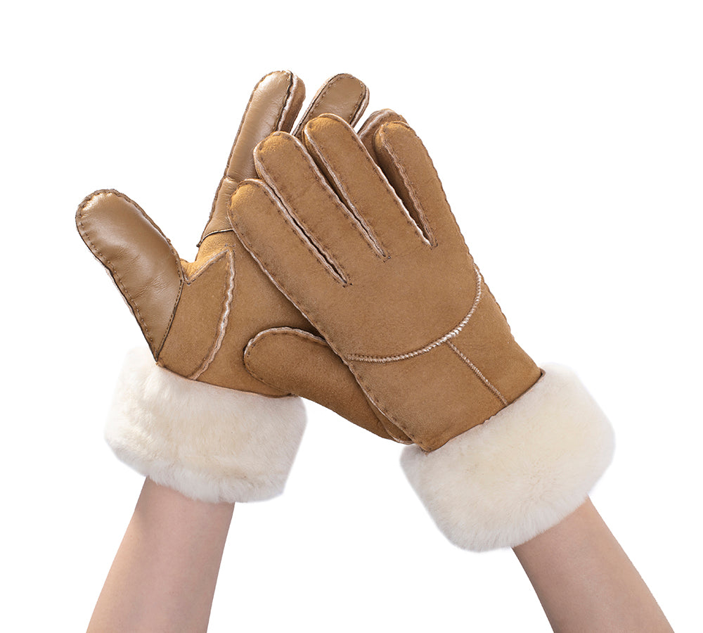 EVERAU® Ladies Gloves Fluffy Sheepskin Wool Stacey - UGG EXPRESS