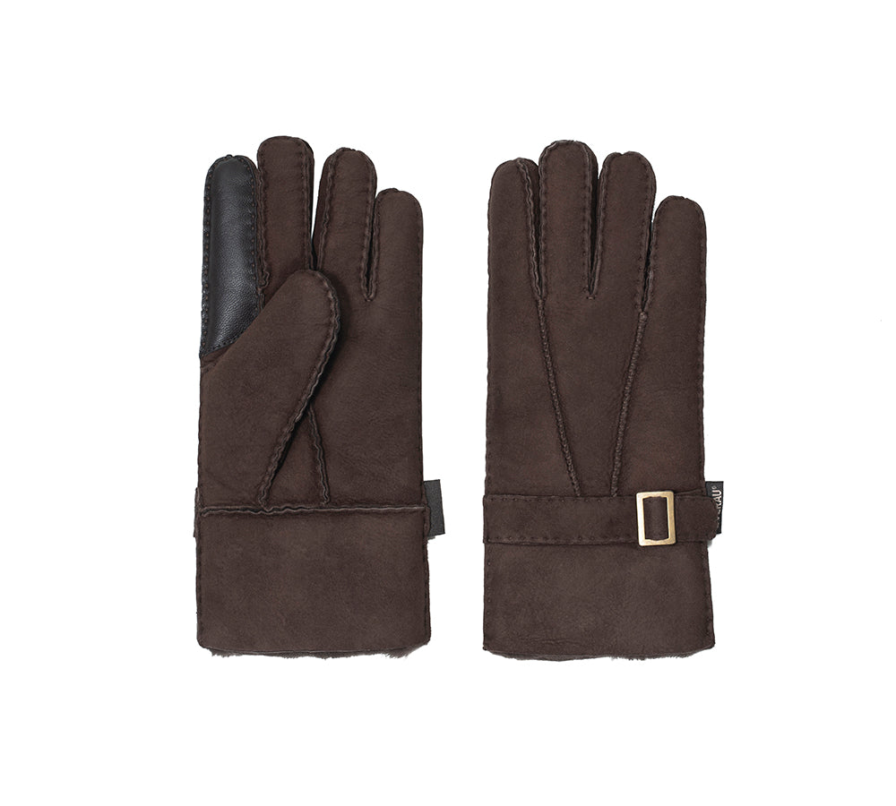 Fluffy Sheepskin Wool Adjustable Strap Buckle Gloves Shea