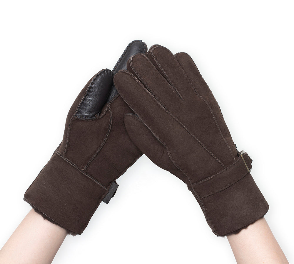 Fluffy Sheepskin Wool Adjustable Strap Buckle Gloves Shea