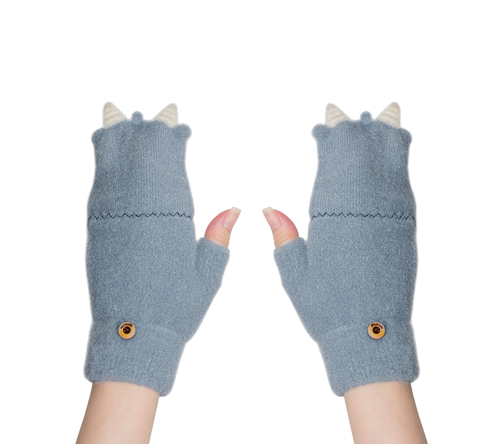 Fingerless Ultra Plush Knit Ewe Gloves