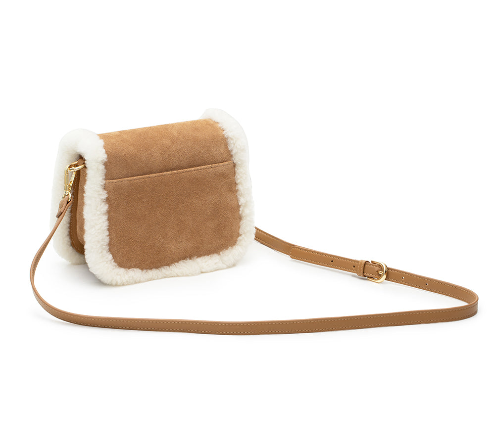 Women Fluffy Wool Adjustable Strap Over Shoulder Messenger Bag