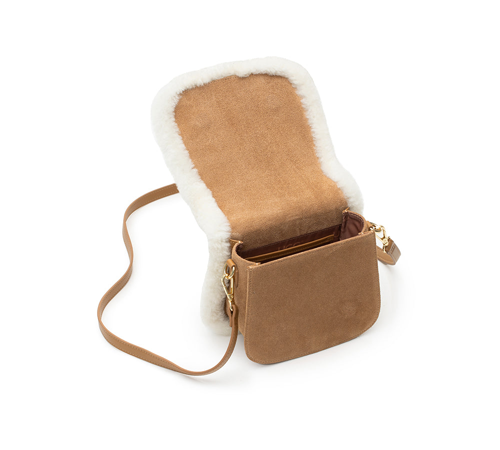 Women Fluffy Wool Adjustable Strap Over Shoulder Messenger Bag