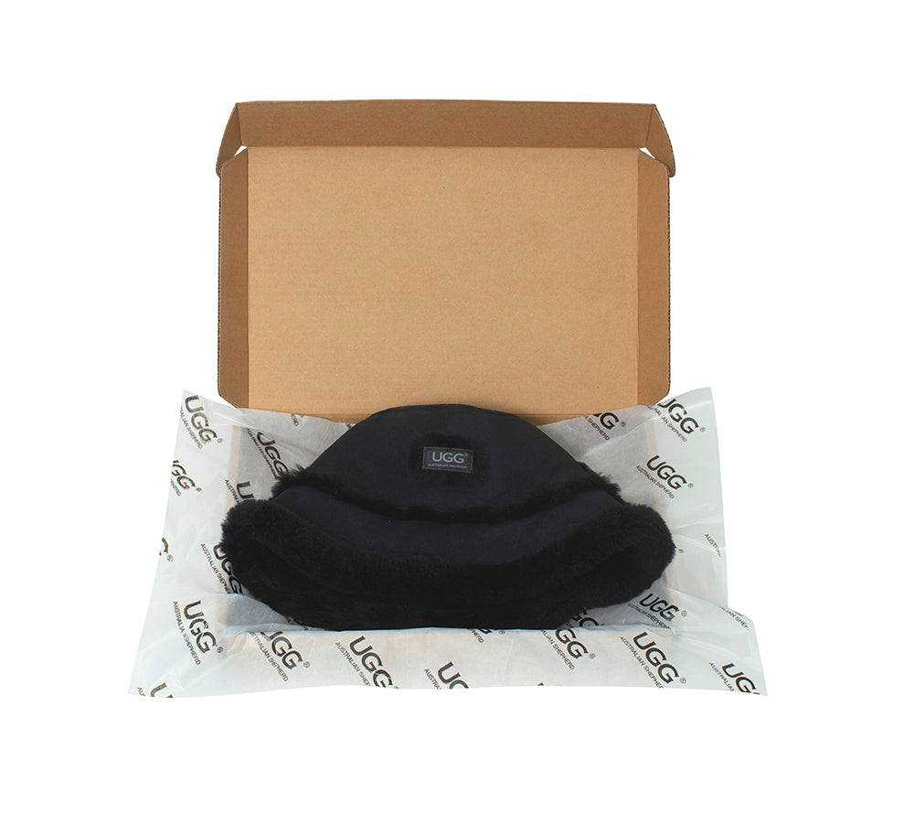 AUSTRALIAN SHEPHERD® Fluffy Sheepskin Wool Bucket Hat Stacea UGG AUSTRALIAN SHEPHERD