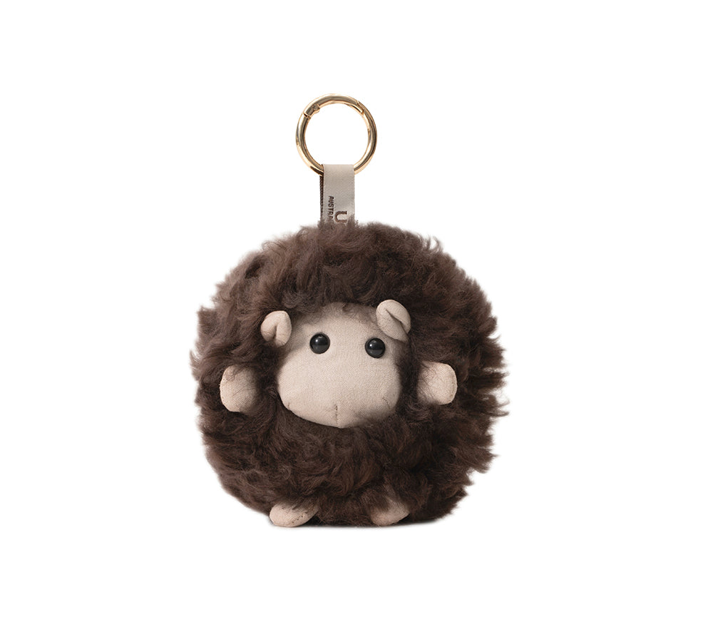 AUSTRALIAN SHEPHERD® Fluffy Sheepskin Wool Roun Keyring UGG AUSTRALIAN SHEPHERD