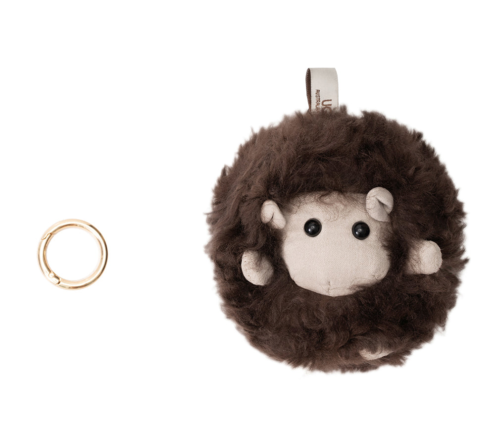 AUSTRALIAN SHEPHERD® Fluffy Sheepskin Wool Roun Keyring UGG AUSTRALIAN SHEPHERD