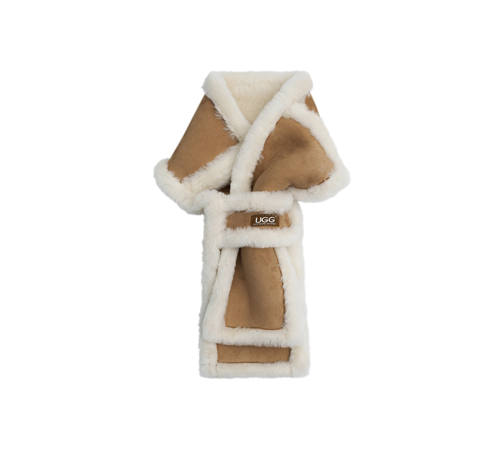 Fluffy Sheepskin Wool Shearling Lined Scarf Puni