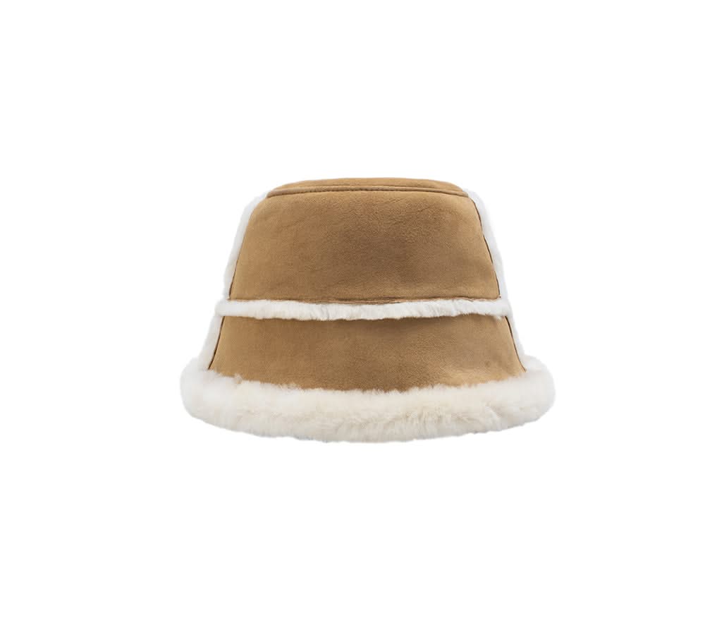 Fluffy Sheepskin Wool Bucket Stacea Hat