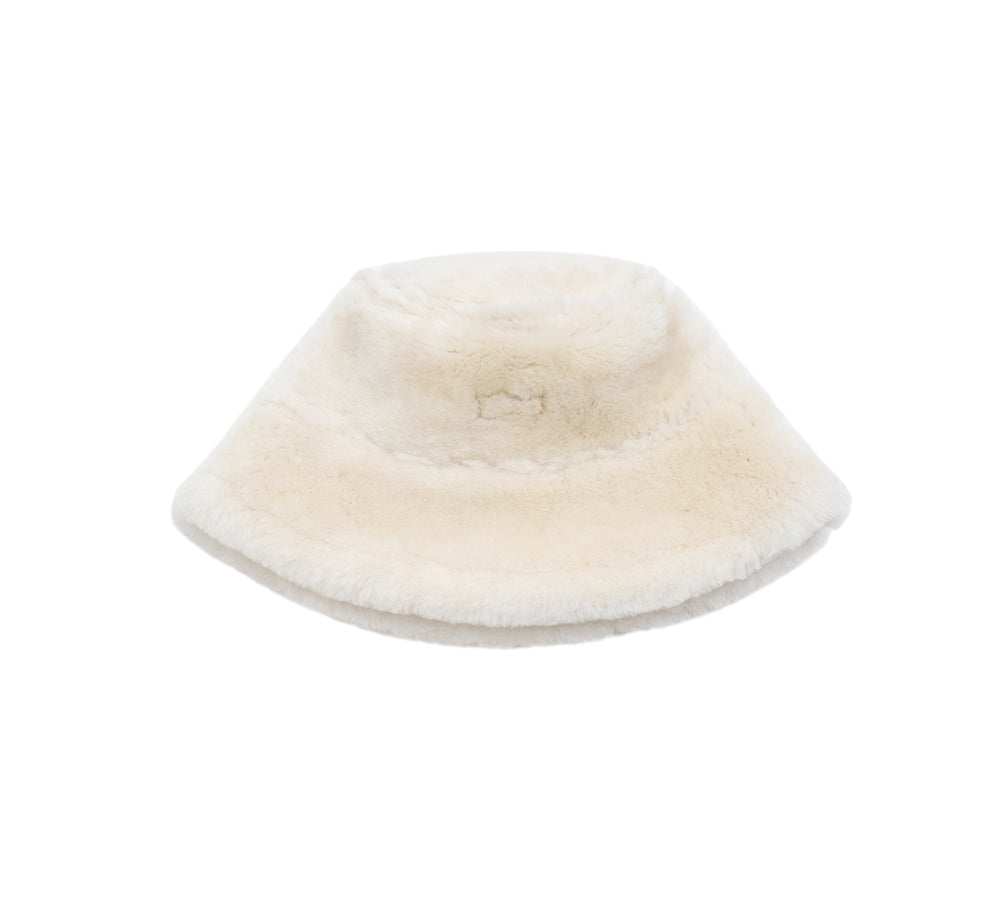 Fluffy Sheepskin Wool Bucket Stacea Hat